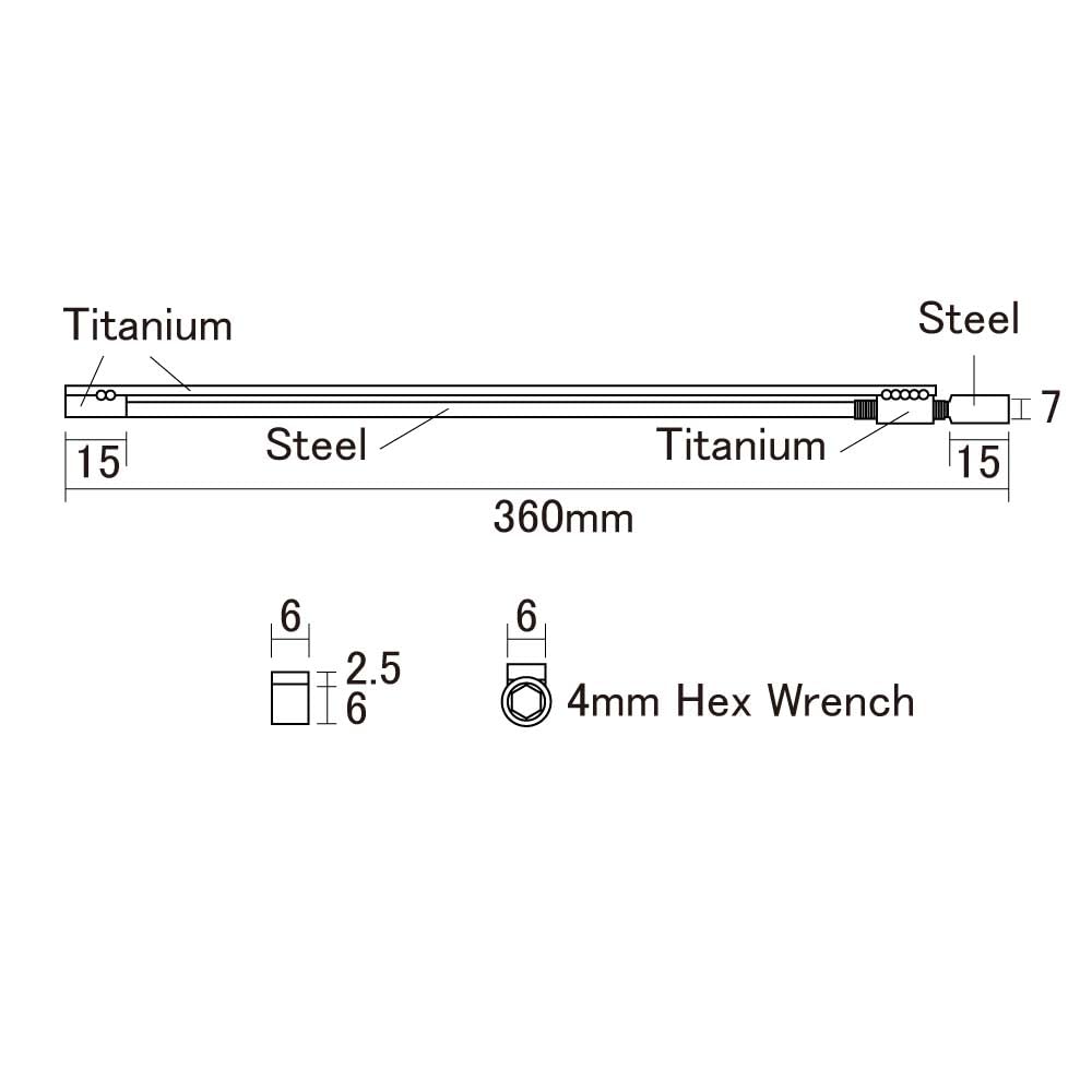 SCUD Adjustable Truss Steel 2-way Rod, & Titanium, L=360mm, F-2741