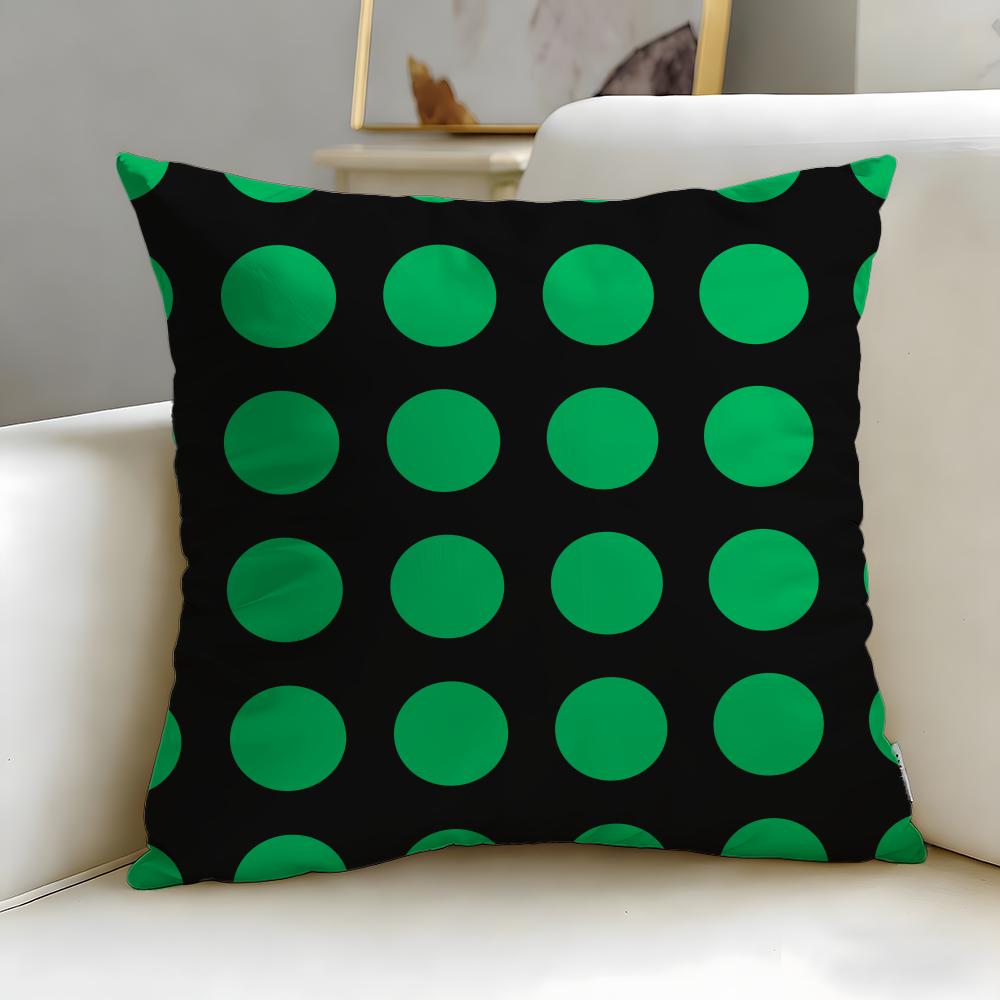 Classic Theme Black and Green Cushion Cover Soft & Easy-Wash Pillow Case – Versatile for Couch, Bed, Travel and Office