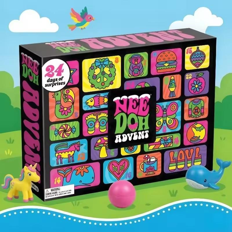 NeeDoh Adventskalender Geschenk für Teenager 24 Tage 3D PVC Puppen Countdown Weihnachten Neujahr Überraschungsgeschenke