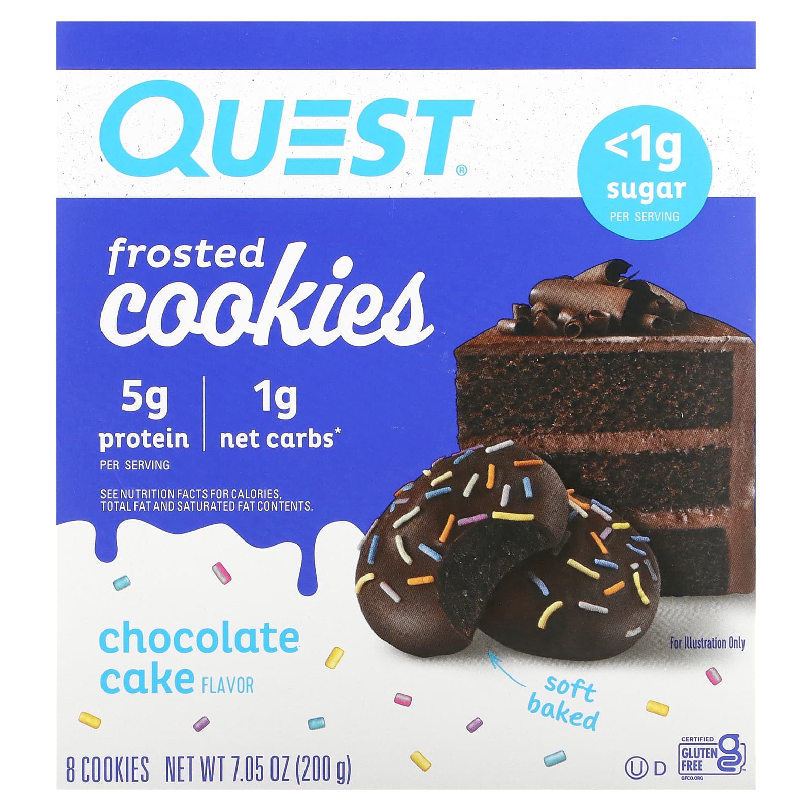 

Quest Nutrition, Frosted Cookies, Chocolate Cake, 8 Cookies, 0.88 oz (25 g) Each