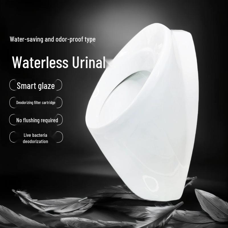Men s Wall-Mounted Waterless Ceramic Urinal for Home Standard Size