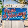 D Flat Pc LargeMetal Plaque Palm Mallorca Design In Red Blue White PreDrilled Holes for Easy Hanging