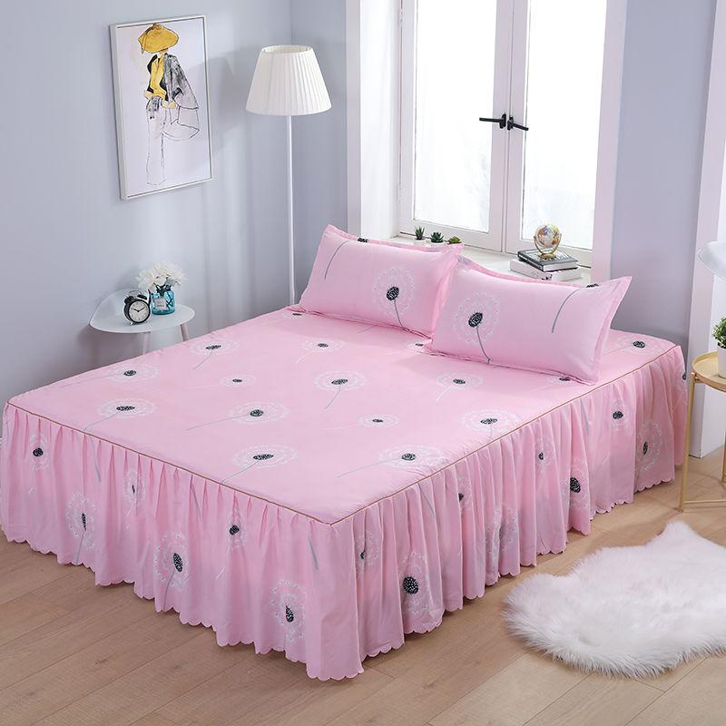 3-delig geborsteld slaapkamer thuis bed rok kussensloop eenvoudige kleur huidvriendelijke sprei sprei slaapkamer studentenslaapzaal lakens 150*200cm