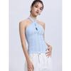 Za2025 Summer New Women Clothes Versatile Slim Fit Stretch Tight Neck Collar Backless Sleeveless Vest Style Top