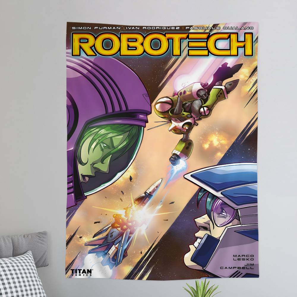 

Anime Robotech Tapestry Art Printing Japanese Wall Tapestry Anime Wall Hanging Home Decor 74x94cm(29x37in)
