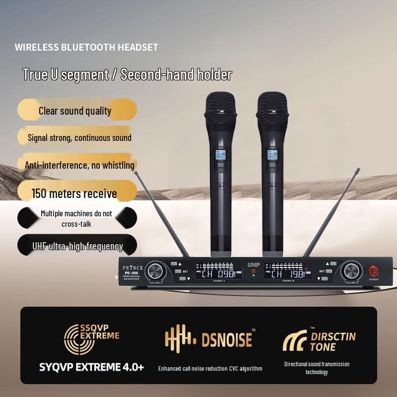 

Wireless Diversity Microphone Set: Dual Ear-Mic & Quad Lavalier for Professional Stage Use, Free Shipping