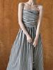 Luxi Women's High-Grade French Striped Off-Shoulder Tube Top Dress – A-Line Pleated Summer Long Skirt