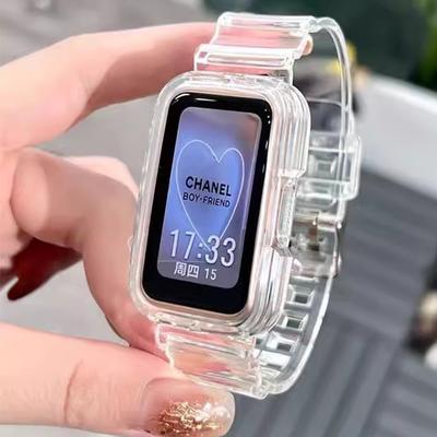 Silicone Strap+Case For Huawei Band 9 8 Transparent Watchband Replacement Bracelet for Honor Band 7 6 Protector Case Accessories
