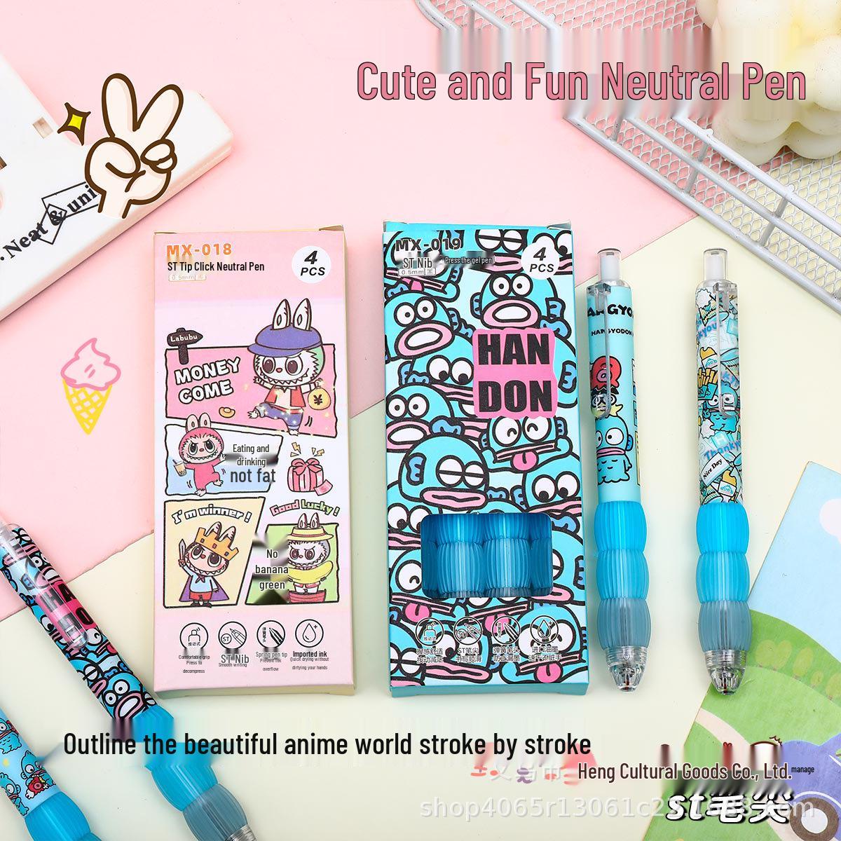 Labubu Cartoon Gradient Color Quick-Dry Brush Pen - Cute Clownfish Design for Studying and Writing Gradient Series [Clownfish]