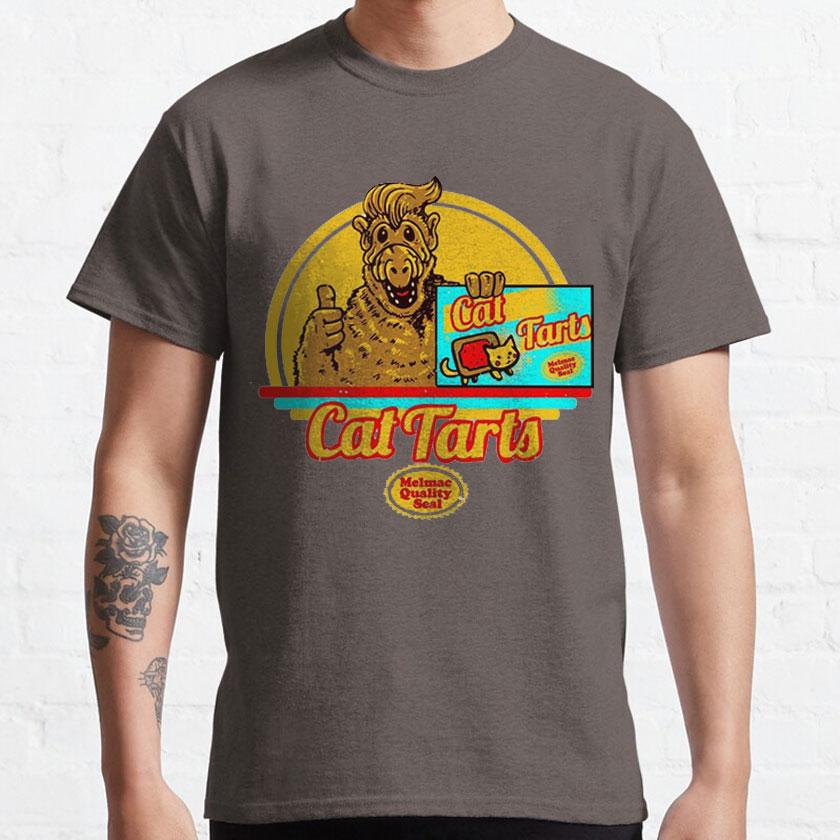 CAT TARTS Funny 80s Cartoon Graphic T Shirts 90s Retro Style ALF Character TV Show Adult Clothing 100% Cotton All Size S-6XL