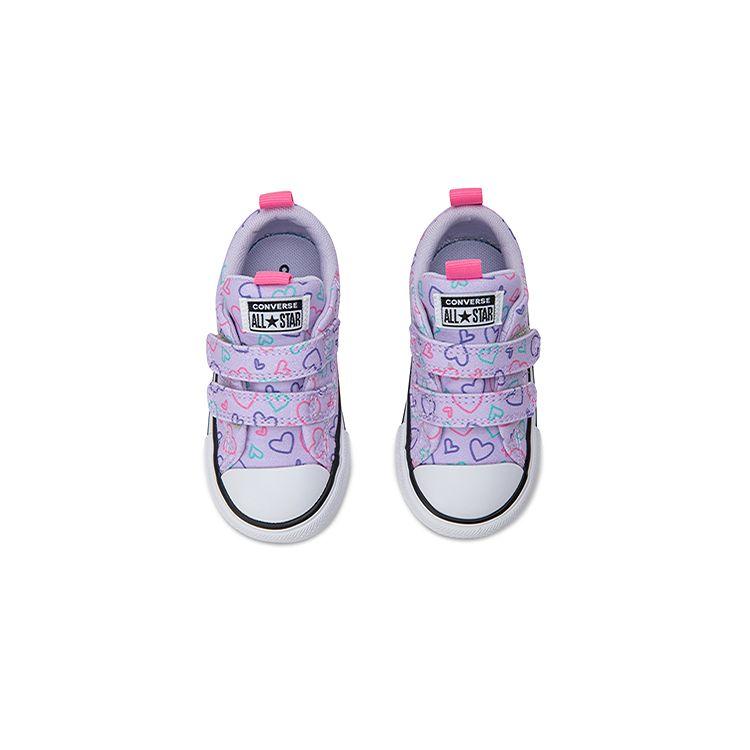 Converse Chuck Taylor All Star EasyOn Low TD Hearts Baby Sneakers Purple Vapor-Violet Oops-Pink A08382C