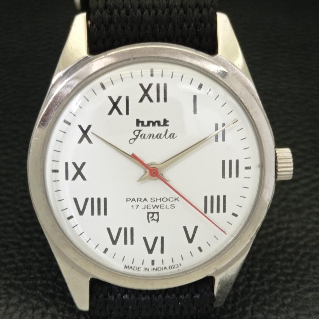 HAND-WINDING VINTAGE HMT JANATA INDIAN MENS WHITE COLOR DIAL WATCH a700043-5 R201-a700043