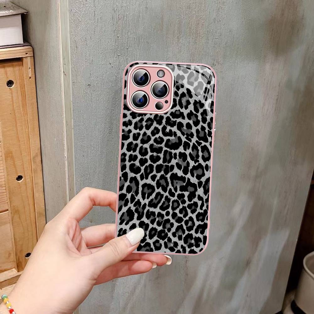 Verre Trempé Motif Léopard Guépard Pour Iphone 14 13 12 11 Pro Mini XS MAX 14Plus X XS XR Coque