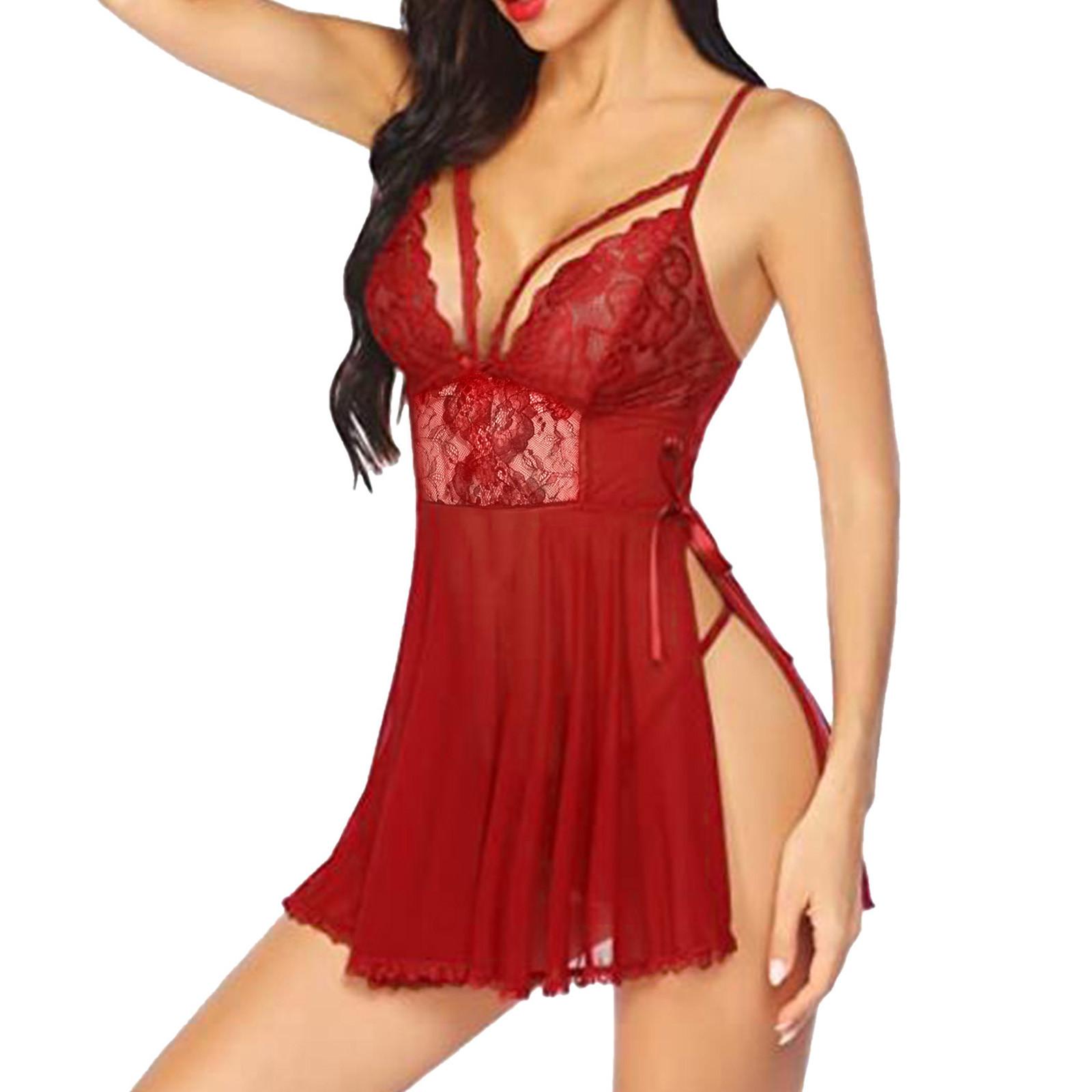 

Женское сексуальное однотонное платье на подтяжках, ночная рубашка, нижнее белье, стринги, ночная рубашка XL красный