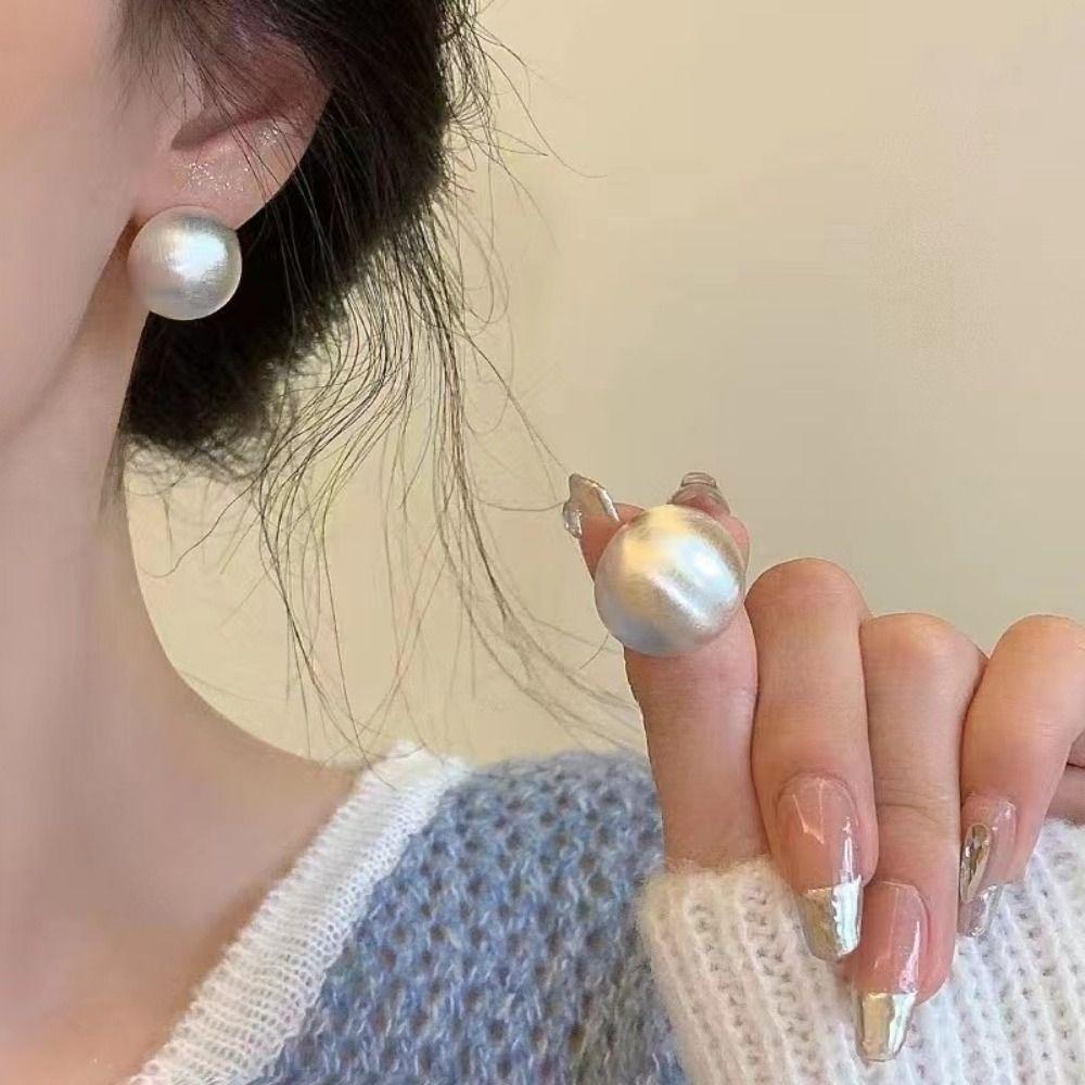 Half Round Geometric Ear Studs Plump Exaggerated Earrings Fashion Simple Metal Earrings  Gift