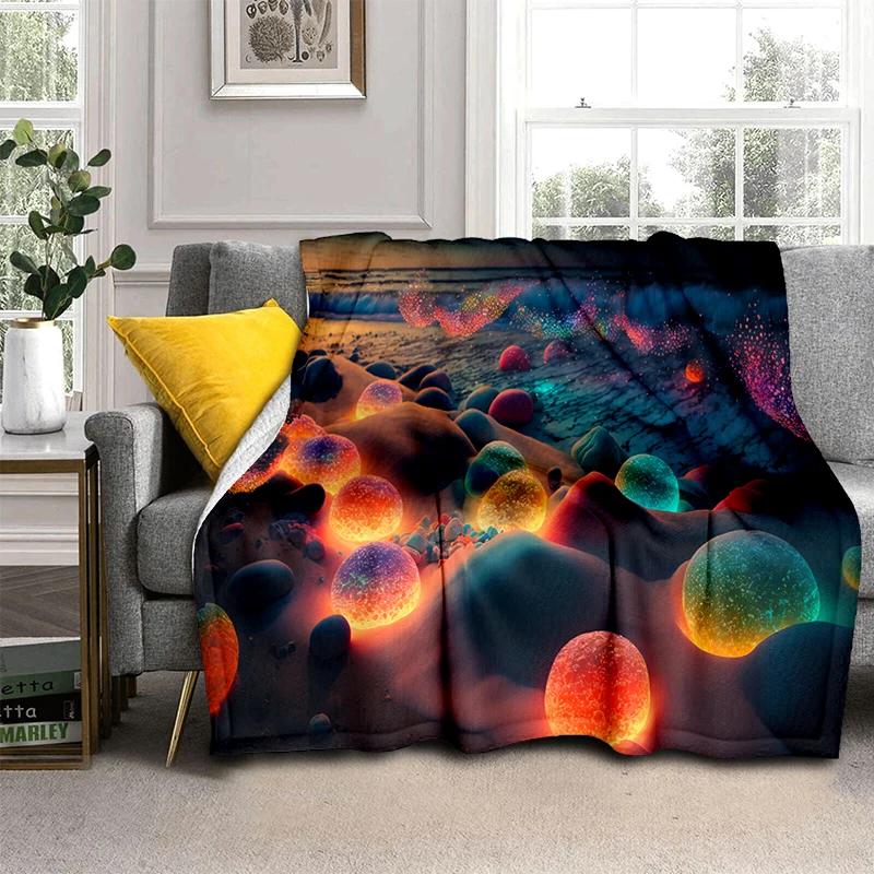 2025 New Style Beauty Colorful Pebble Road Beach Stone Scenery Blanket,Soft Throw Blanket for Home Bedroom Bed Sofa Cover Kids