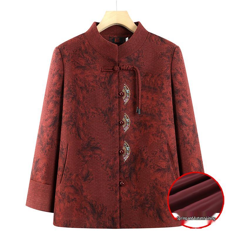 

Stylish Chinese-Style Jacket for Middle-Aged and Elderly Women – Spring & Autumn Collection 2XL (105-120 jin)