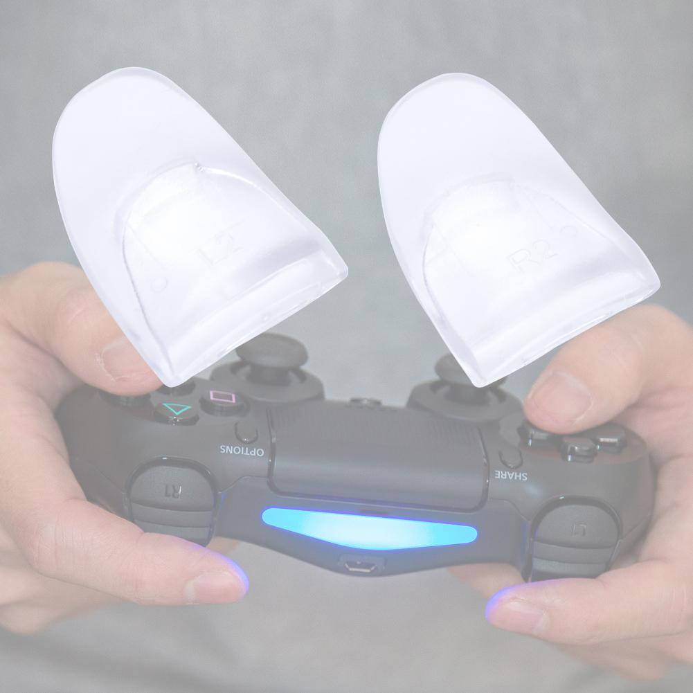 2 PCS  Set Durable R2 L2 Buttons Trigger Extender Extension for PS4 Controller (Transparent)
