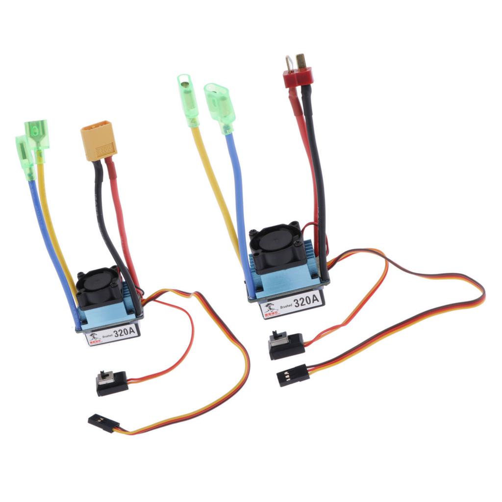 Waterpro Brushed ESC 320A 3S Fan 5V 3A BEC T-Plug For 1/10 RC Car