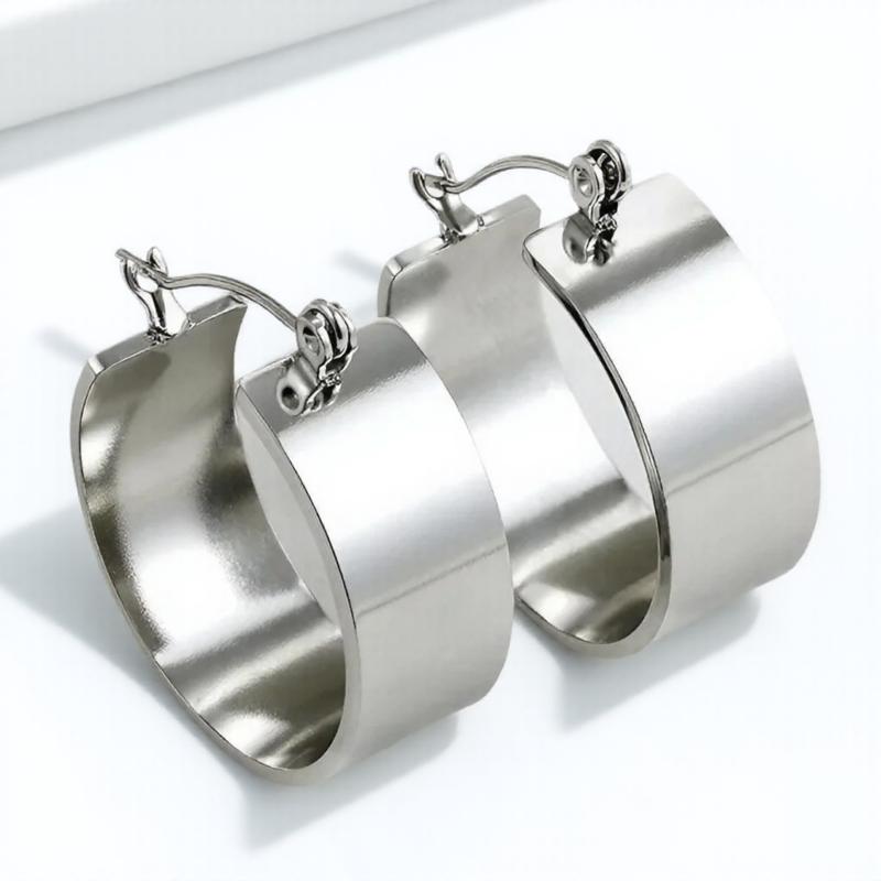 

Серьги-кольца из нержавеющей стали для женщин, классической гладкой круглой формы, золотые серьги-пряжки, ювелирные аксессуары, модные серьги для девушек серебряный