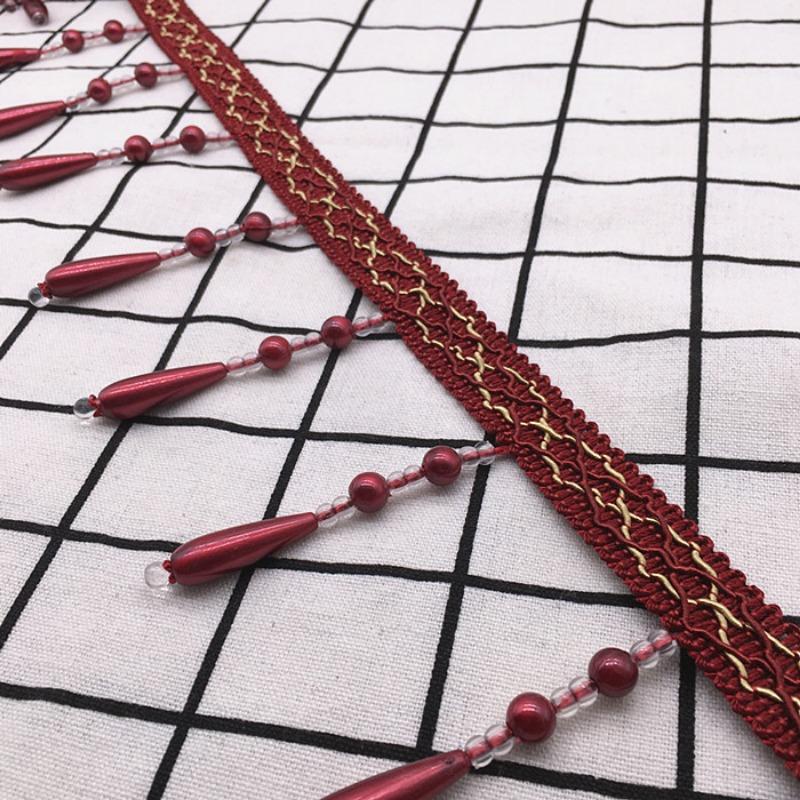 12M Curtain Beads Lace Tassel DIY Curtain Mantle Head Decor Accessories Imitation Pearl Beaded Fringe Lace Trim Upholstery