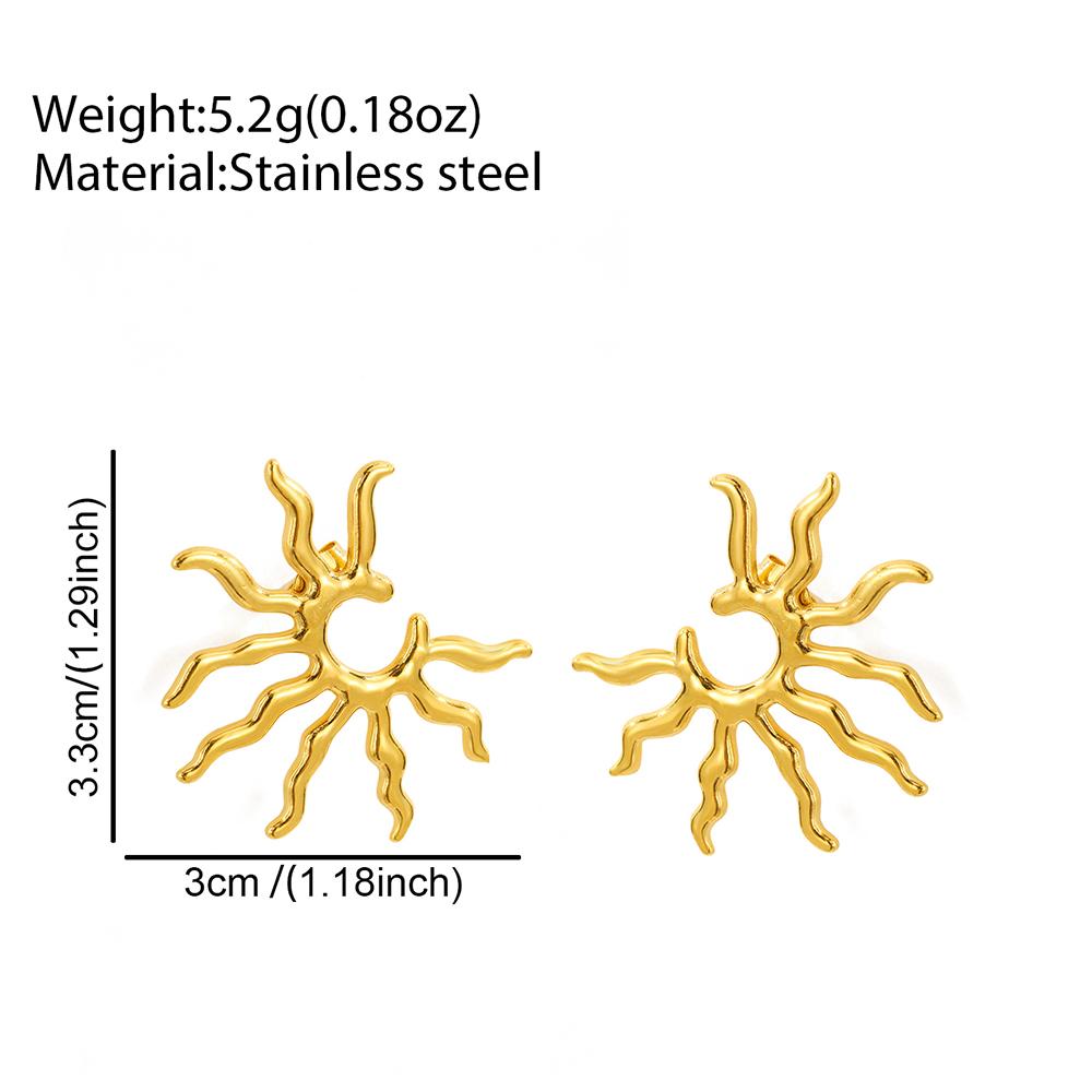 Stainless Steel Earrings Beautifully Unique and Individual Designs Blazing Sun Sculpted Earrings For Women Zircon Daily Wear