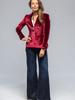 Versatile Velvet Blazer for Women, Retro Style Long Sleeve Outerwear Jacket with Pockets