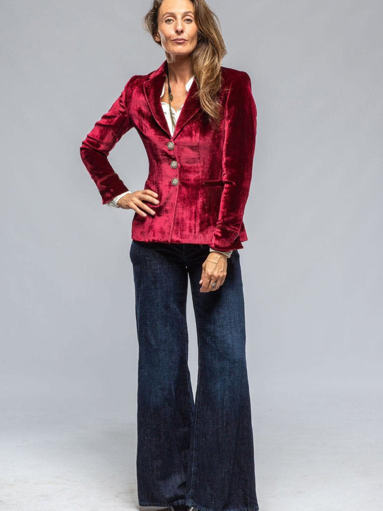 Versatile Velvet Blazer for Women, Retro Style Long Sleeve Outerwear Jacket with Pockets