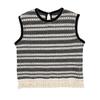 Korean Retro Hollow Sleeveless T-shirt with Tassel Hem - Summer 2024 Women's Western-Style Top