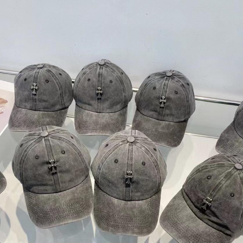 Cross Hat Washing Denim Made Old Baseball Hat Women Soft Top Retro American Smoke Gray Baseball Cap Men
