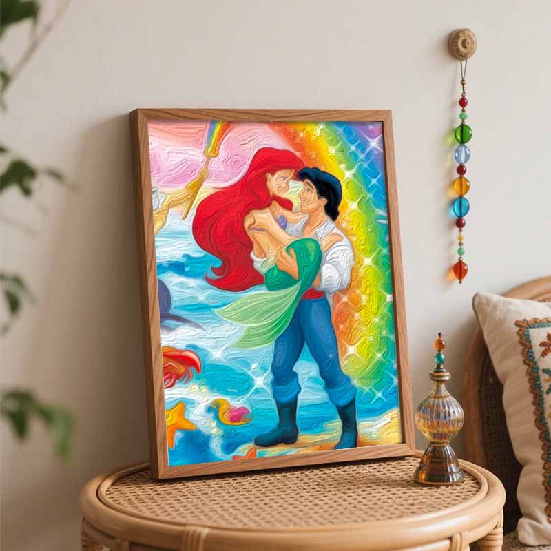 Disney The Little Mermaid Ariel Prince Eric Oil Painting Art Set Handmade Diy Gift Home Decoration