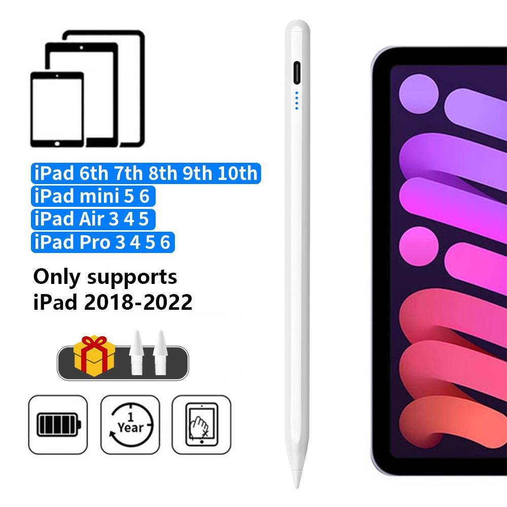 Stylus Pen voor Potlood met LED-stroomindicatoren Palmafwijzing Touchpen voor iPad Potlood