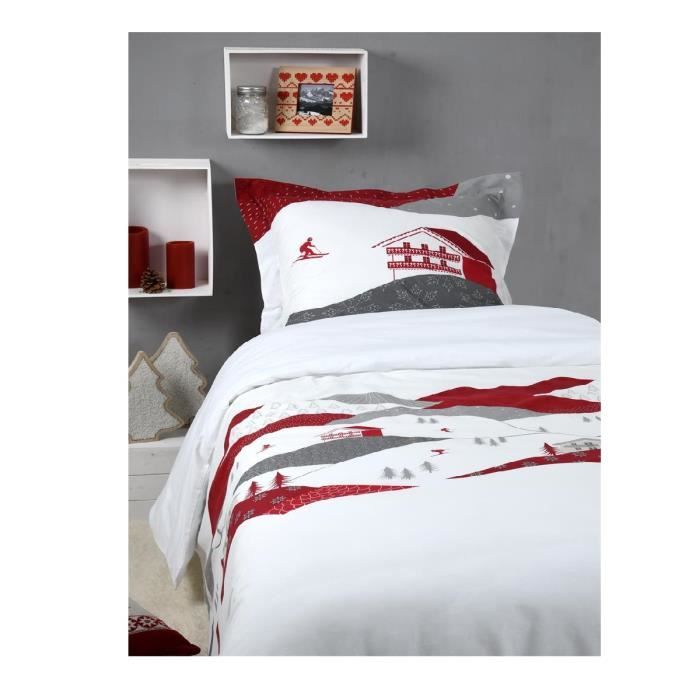 Housse De Couette - Albiez - 140x200 Cm - 100% Coton - 1 Taie - Rouge
