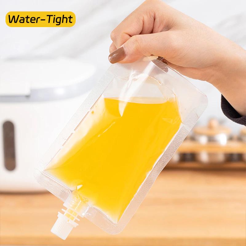 100Pcs Stand Up Liquid Spout Pouch Bag / Clear Plastic Beverage Container Juice Storage Spout Bags