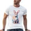Polygon Watercolor Rabbit T-Shirt Basic Plain Short Sleeve Crew Neck Tee