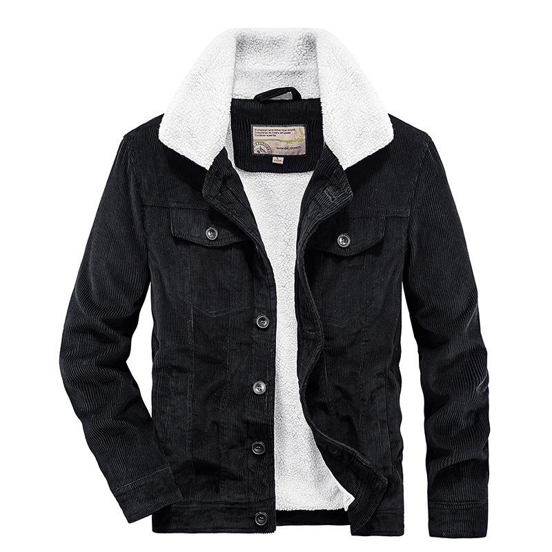 Corduroy Coat, Men's Autumn and Winter Cotton Coat, Large Size Cotton Coat, Loose Men's Clothing, Retro Velvet Thickened Cotton Coat