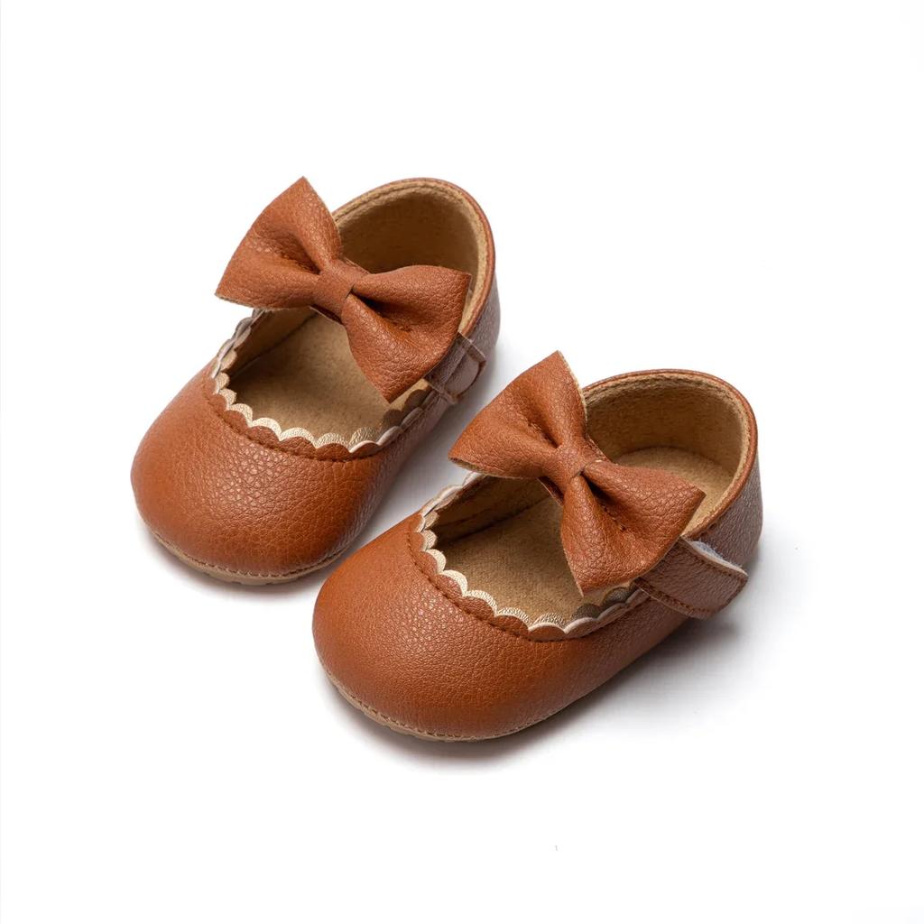 Baby Freizeitschuhe Kleinkind Schleife Rutschfeste Gummi Weiche Sohle Flach PU Kleinkindschuhe Babyschuhe Schleife Prinzessin Schuhe