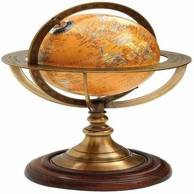 27.94 Cm Antique Brass Globe World Map Nautical Desk Décor Astrolabe Armillary Sphere