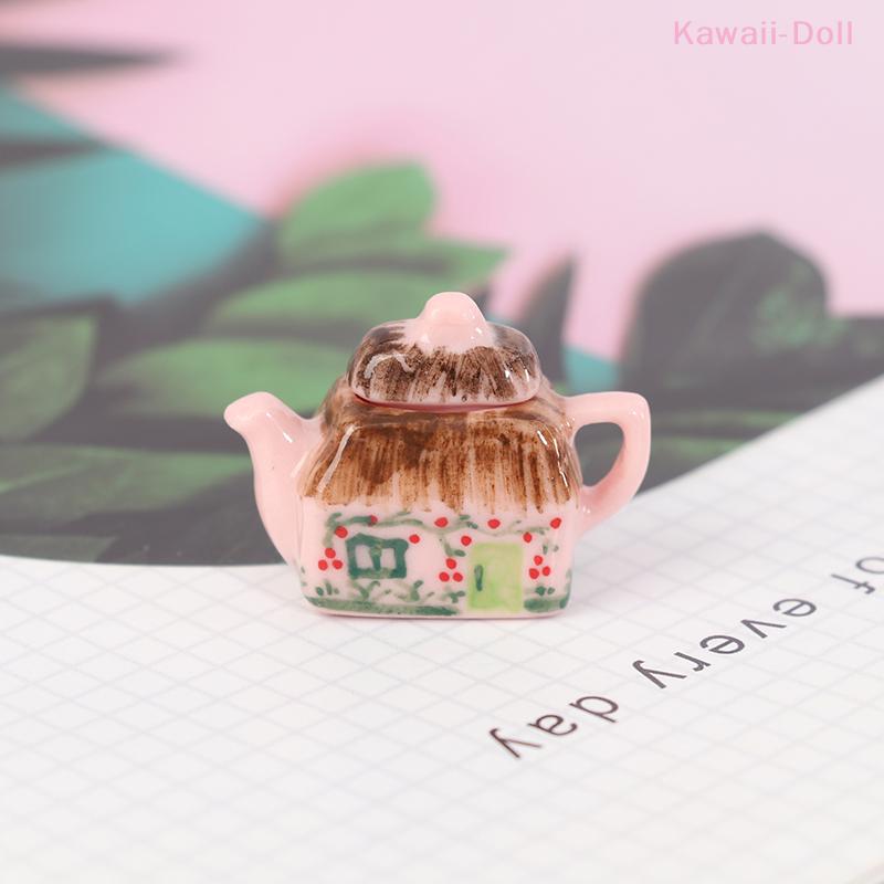 1Pcs 1/12 Miniature Dollhouse Lovely Porcelain Cup Water Kettle Tableware Kitchen Toy