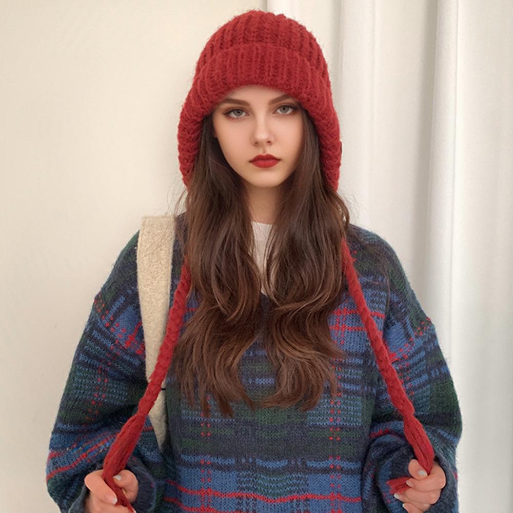 Autumn and Winter Colorful Knitted Hat Ins Loose American Retro Lazy Style Couple Knitted Tassel Hat