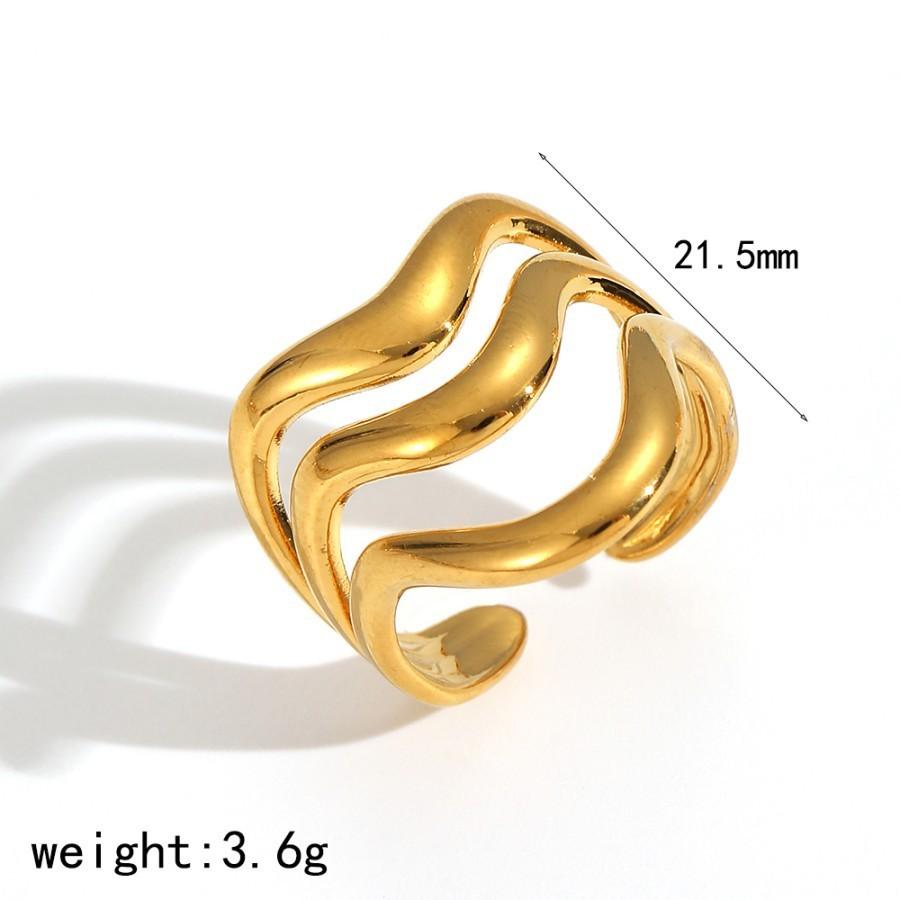 Geometric Stainless Steel Adjustable Ring With Diamonds For Women And Modern Fashion