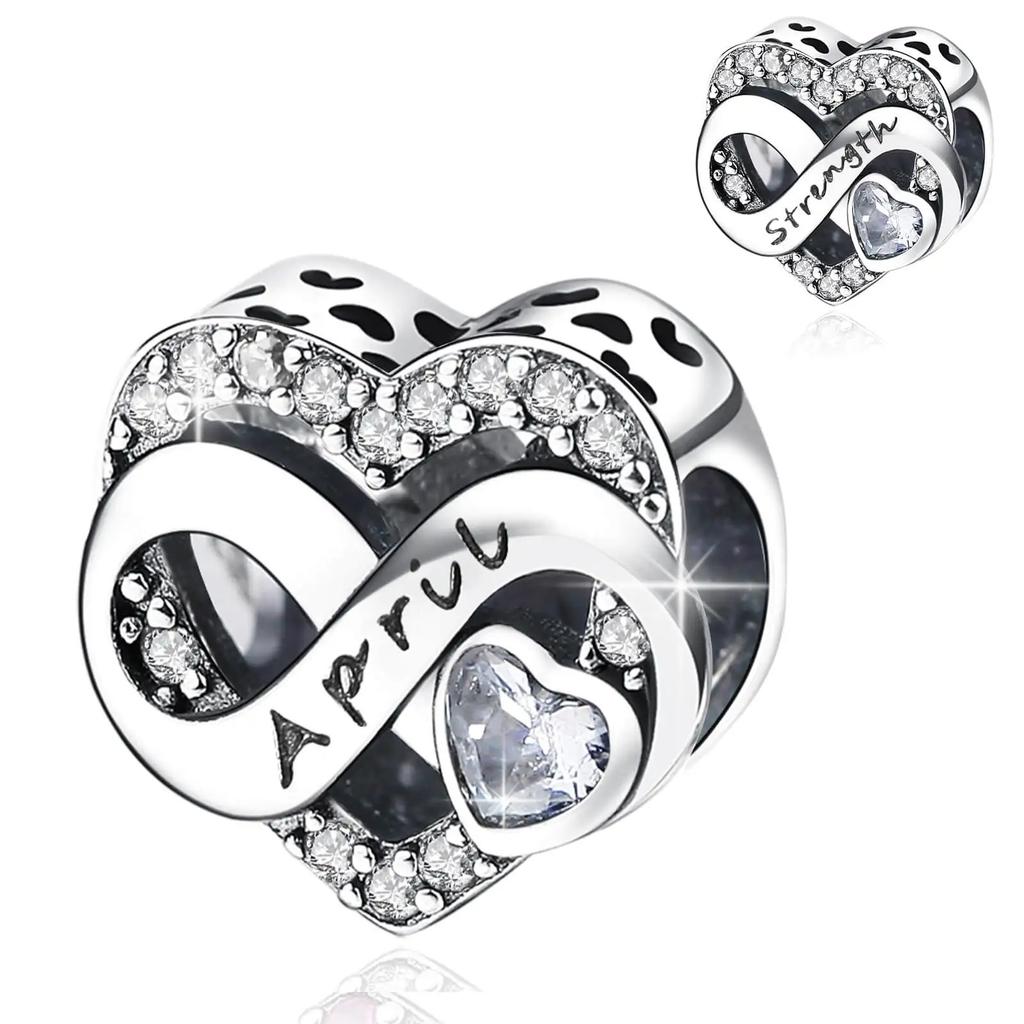 Copper 1-12 Month Love Series Birthday Charms Bead Fit Original Bracelet For Women Diy Bead For Matching Jewelry Making Gift