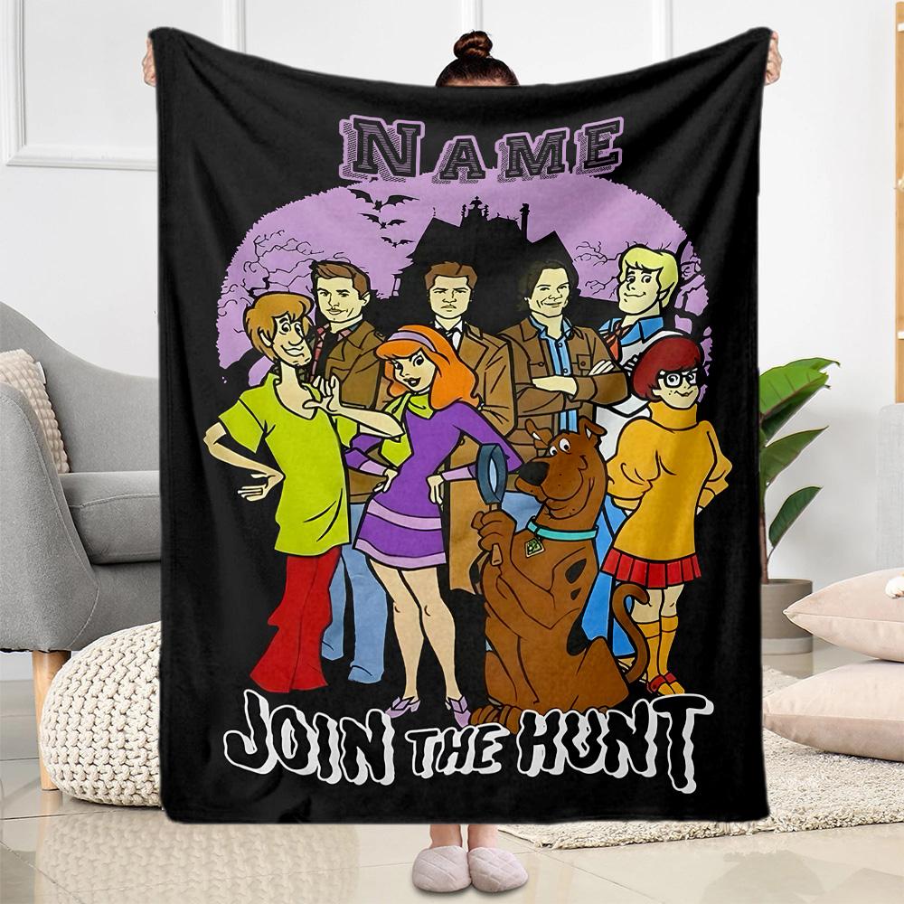 Scooby-doo Mystery Hunt Customize Your Name Blanket Throw Personalized Blanket Soft & Cozy Great for Couch Chair Bed Picnics for All Occasions