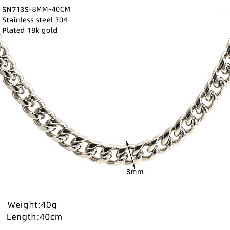 Men'S And Women'S Necklaces Hip-Hop Round Grinding Chains Vacuum Electroplated Gold Titanium Steel Jewelry Stainless Steel Necklaces