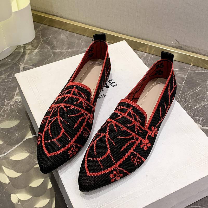 Fashion Spring New Single Shoe Women's Pointed Head Deep Mouth Mesh Cloth Breathable Soft Sole Anti-slip Wear-resistant Flat Shoes