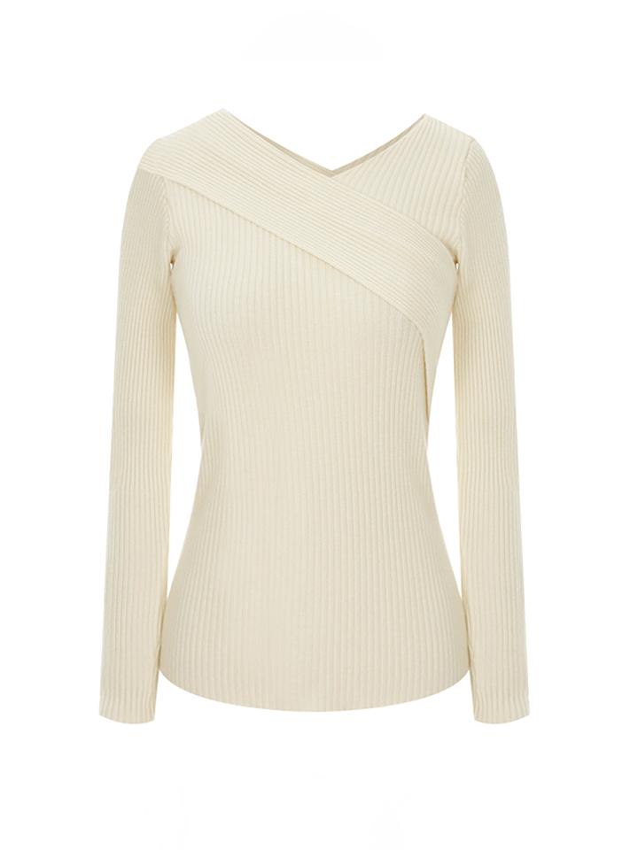 TVIEW Shoulder Cross Slim V-Neck Knit_V6A-Ckn011