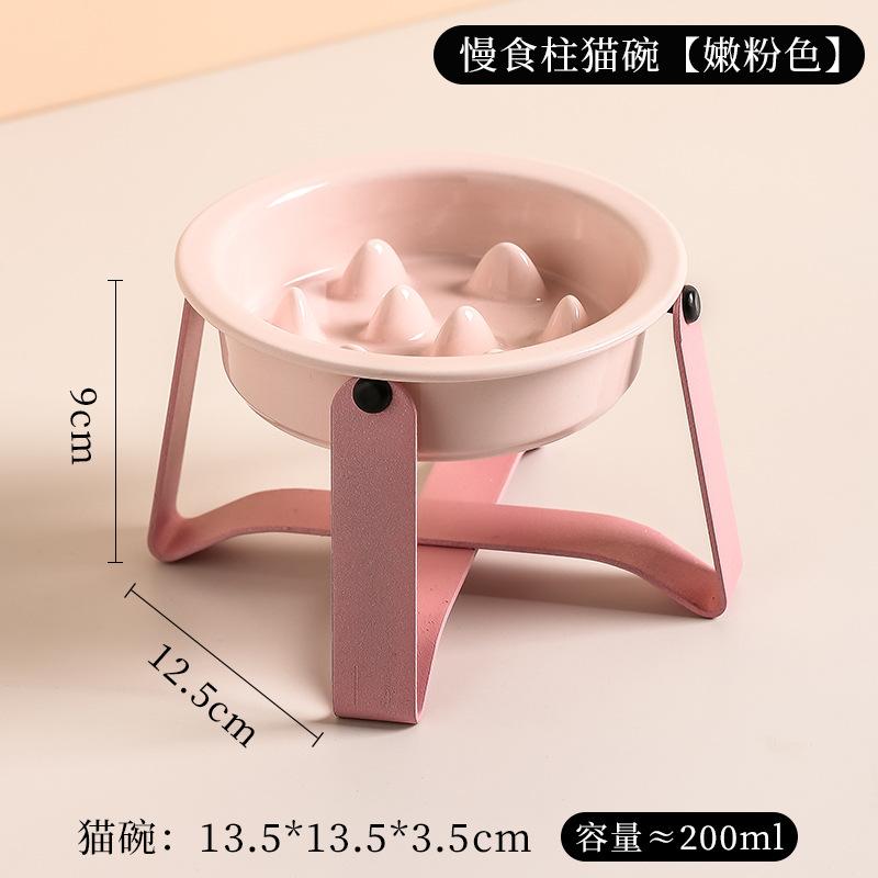 Ciotole per Animali in Ceramica Alte con Piedi per Mangiare Lentamente per Prevenire il Soffocamento, Anti Ribaltamento con Bordo Obliquo, Protezione del Collo, Ciotola per Cane Gatto, 1 Pezzo
