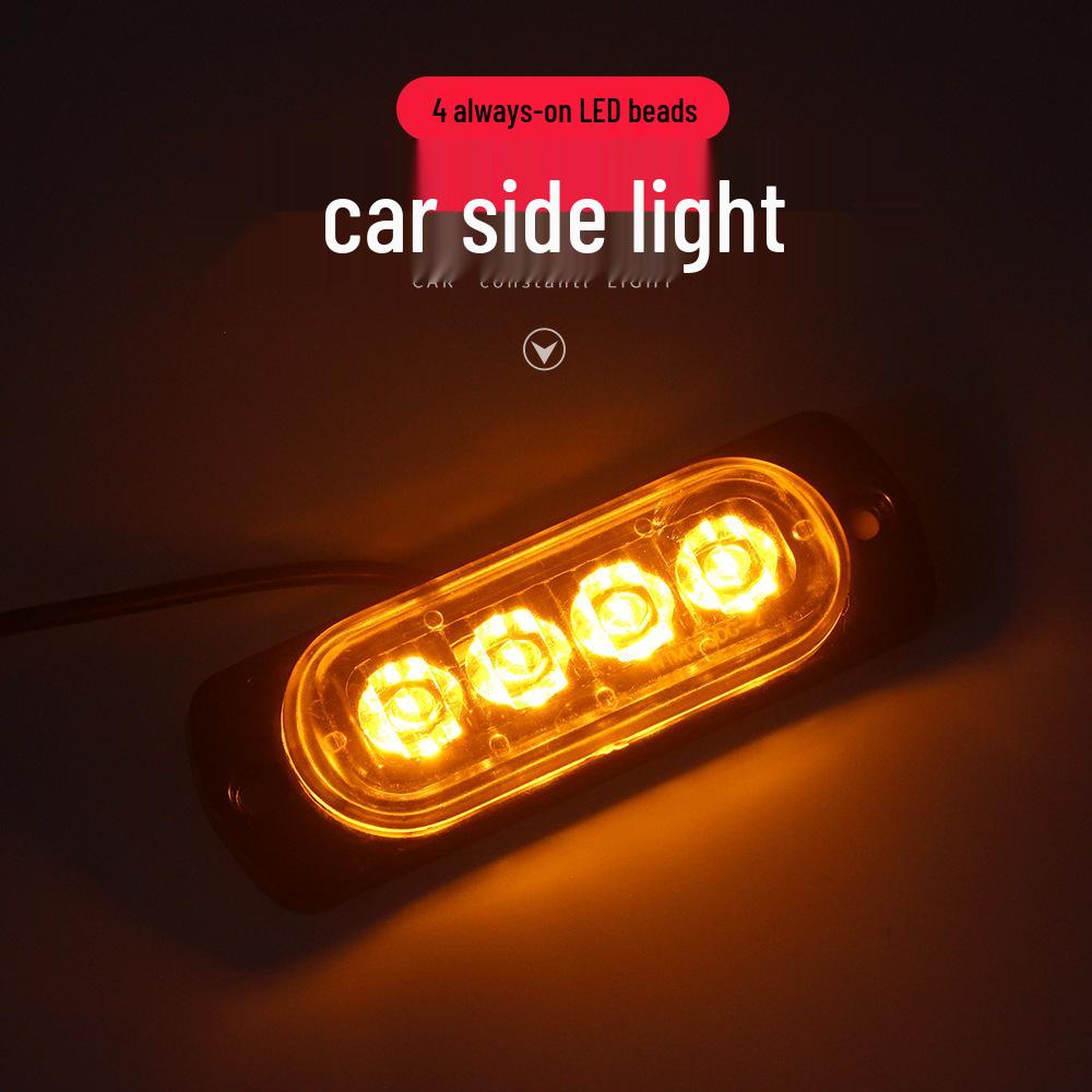 Ultra-Thin High-Brightness LED Car Warning & Running Lights - 12-24V, Always On with Turn Signal Function
