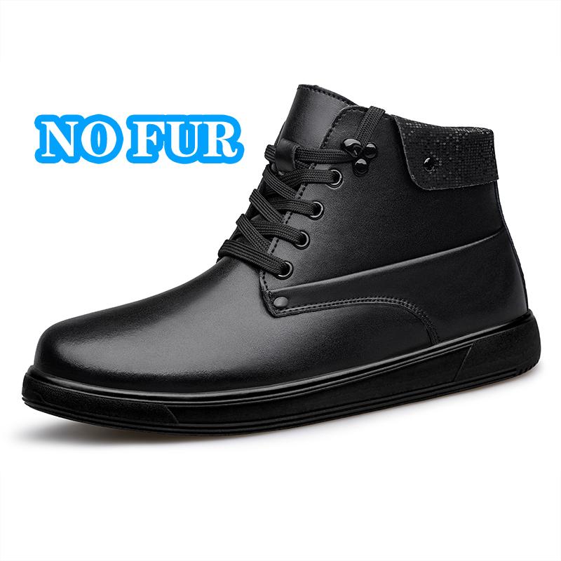 

Модные мужские ботинки из натуральной кожи с высоким верхом, осенне-зимние, противоскользящие, для улицы, мотоциклетные ботинки, новые теплые ботильоны из плюшевого меха 38