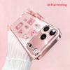 2DFlat electroplated tempered glass phone case,Pink Sticker Collage Phone Case,suitable for iPhone 18 Pro Max 17 16 15 14 13 12 11